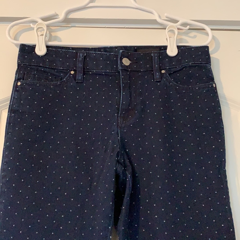 Club Monaco Polka Dot Embroidered Blue Jeans